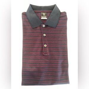 NIKE GOLF dry fit UV polo and navy blue and burgundy stripe, men’s large